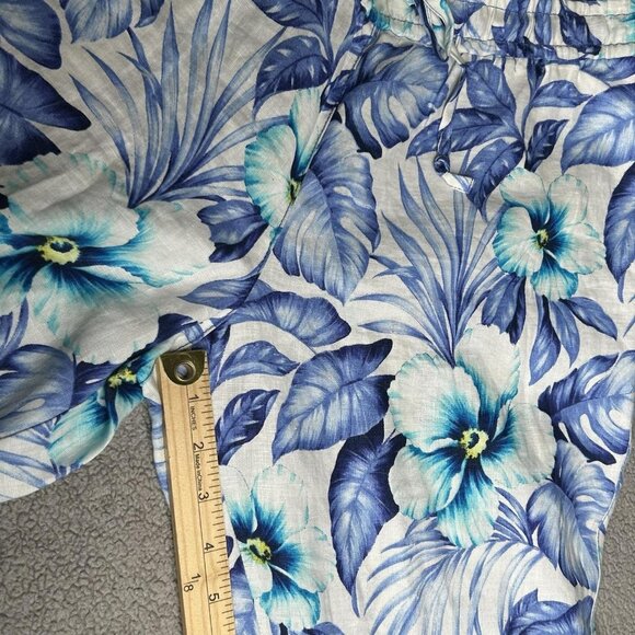 Tommy Bahama Pants Womens Small Blue Floral Linen Pull On Lounge Beach Resort - Picture 12 of 14